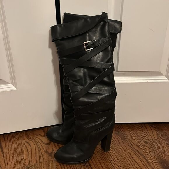 Michael Kors Women's Greenwich Tall Belted Knee High Riding Boots Size 5.5 - Picture 2 of 5
